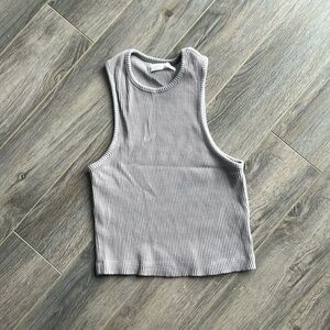 Oak + Fort Grey Ribbed Racerback Tank Top